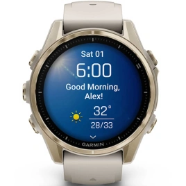 Смарт-часы Garmin Fenix 8 43mm Amoled Sapphire (010-02903-11) Soft Gold with Fog Gray/Dark Sandstone Silicone Band