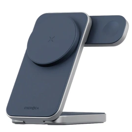 Беспроводное зарядное устройство EnergEA MagTrio Plus 3-in-1 Qi2 MagSafe Dark blue