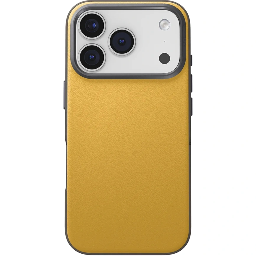 Чехол Uniq Lyden DS Dual-Tone Premium Leatherette Case with MagClick для iPhone 17 Pro Canary Yellow/Flint Gray фото 4