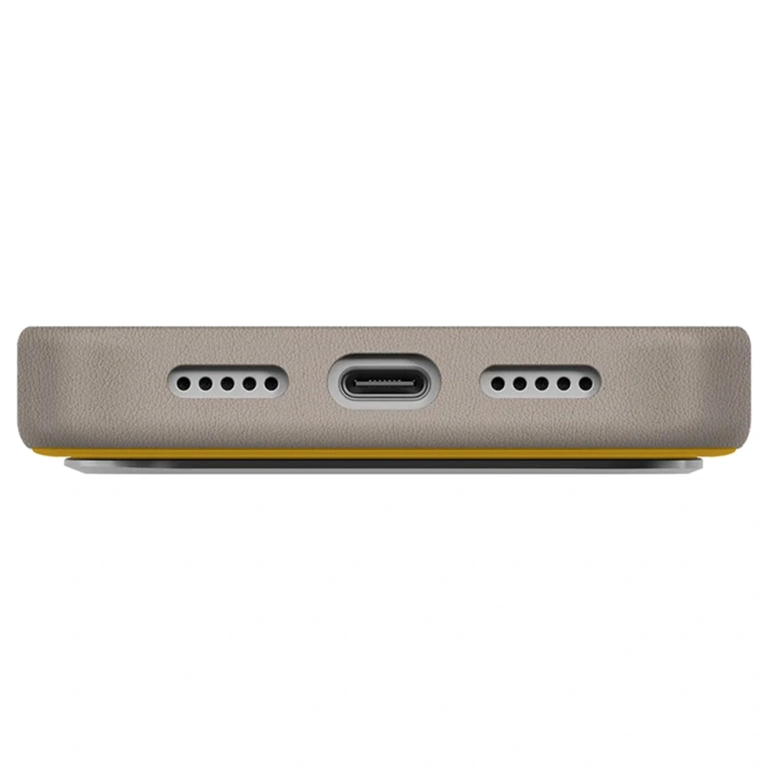 Чехол Uniq Lyden DS Dual-Tone Premium Leatherette Case with MagClick для iPhone 17 Pro Max Canary Yellow/Flint Gray фото 2
